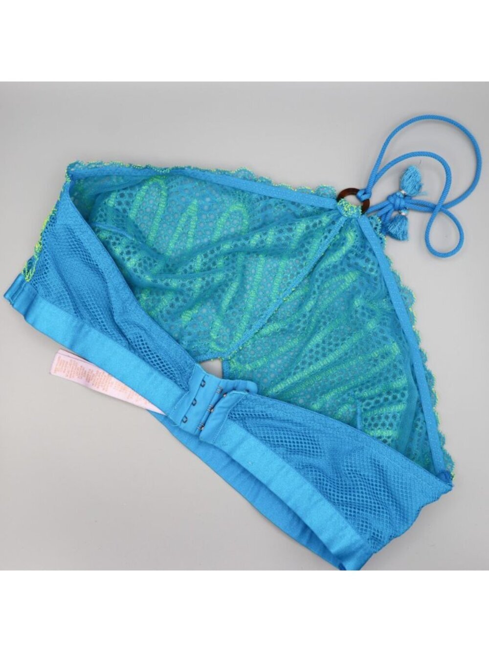 Savage X Fenty Stranded In Lace Halter Bralette & Panty Set Surf Blue - 1X/XL - Picture 5 of 14